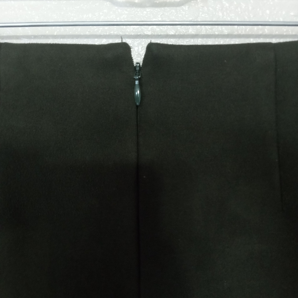 Loft Ann Taylor Suede Dark Olive Green Front Button A-line Mini Skirt - Picture 5 of 9